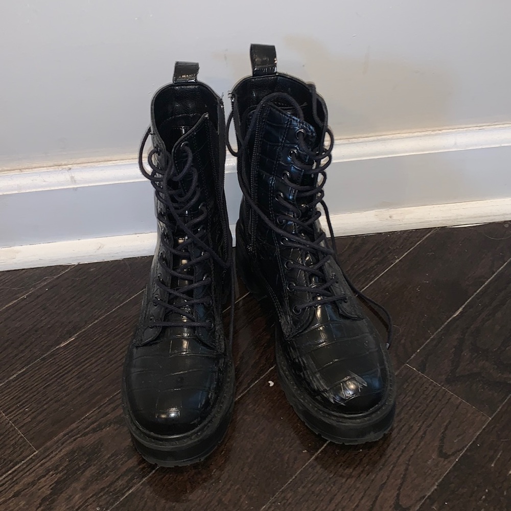 Steve Madden Faux Croc Combat Boots